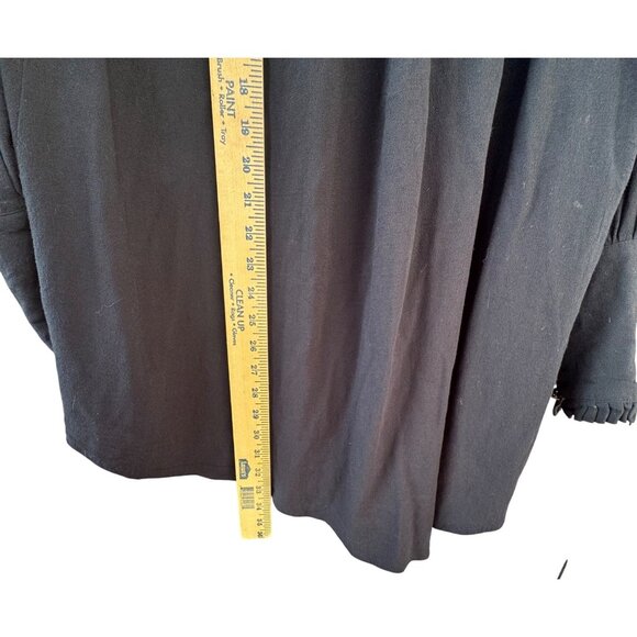 Free People M Black Button-Down Long-Sleeve Tunic Top With Ruffled Collar & Cuf - Picture 4 of 8